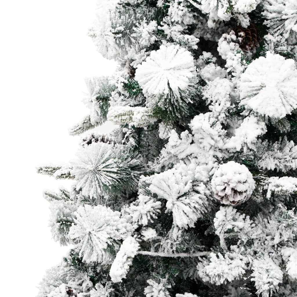 Albero di Natale Innevato Preilluminato Pigne 225cm in PVC e PE