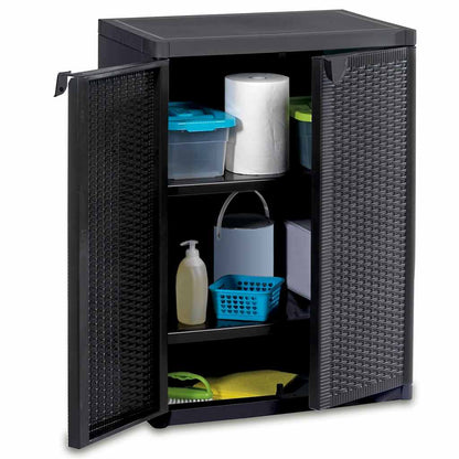 Armadio da Giardino Nero 65x45x88 cm in Rattan PP | homemem39