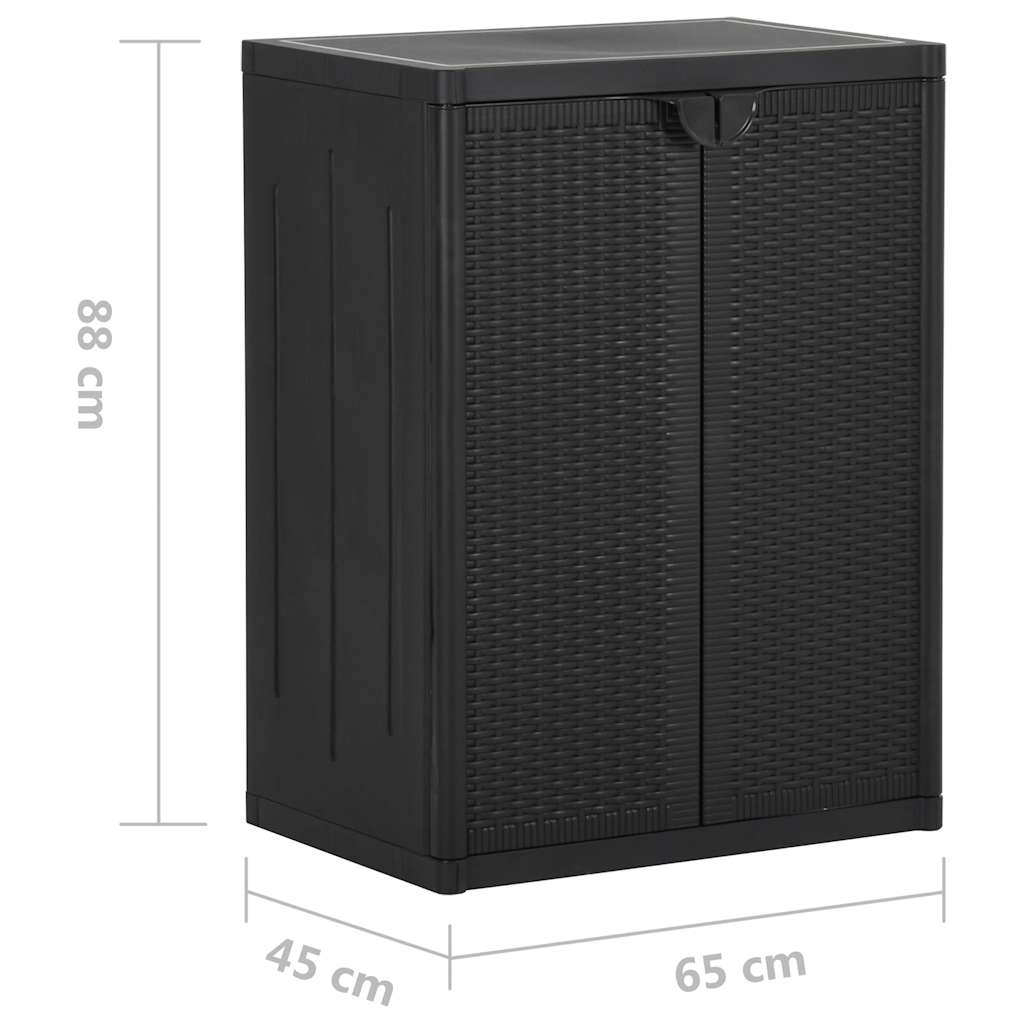 Armadio da Giardino Nero 65x45x88 cm in Rattan PP | homemem39