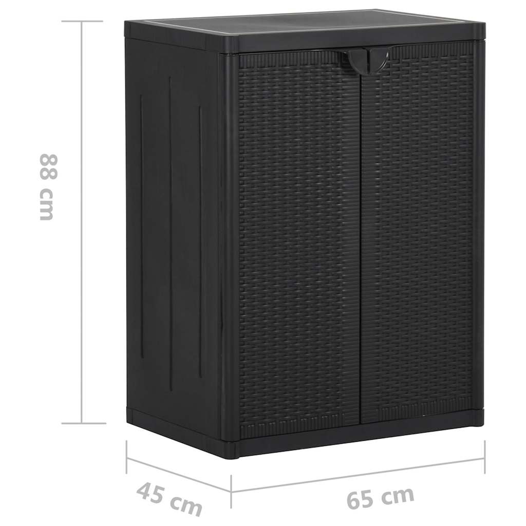 Armadio da Giardino Nero in Rattan PP