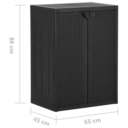 Armadio da Giardino Nero in Rattan PP