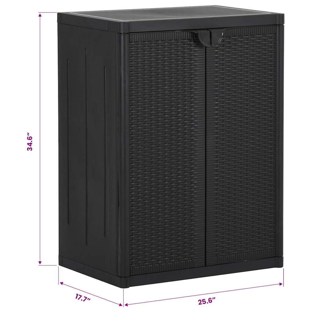 Armadio da Giardino Nero 65x45x88 cm in Rattan PP | homemem39
