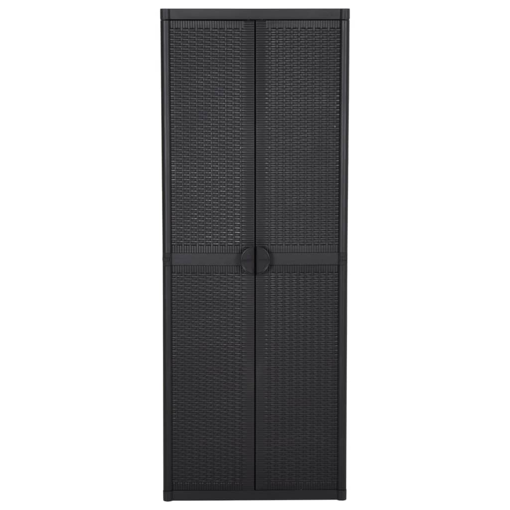 Armadio da Giardino Nero 65x45x172 cm in Rattan PP | homemem39