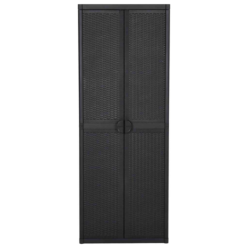 Armadio da Giardino Nero in Rattan PP