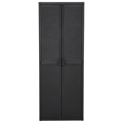 Armadio da Giardino Nero in Rattan PP