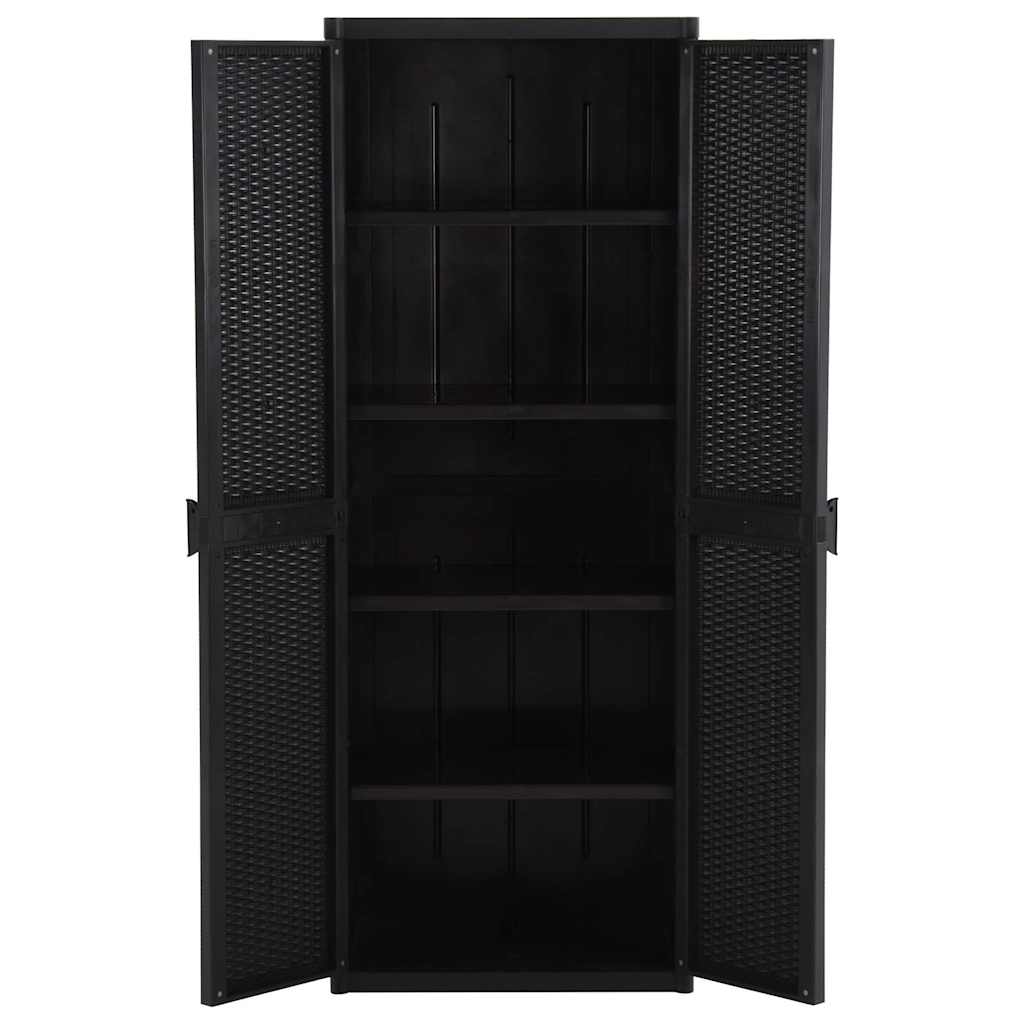 Armadio da Giardino Nero in Rattan PP