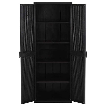 Armadio da Giardino Nero in Rattan PP