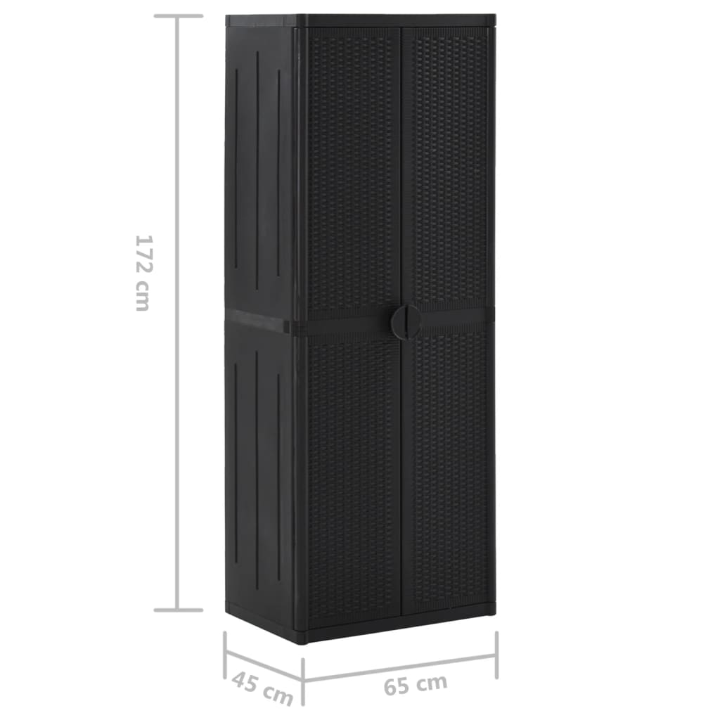 Armadio da Giardino Nero 65x45x172 cm in Rattan PP | homemem39