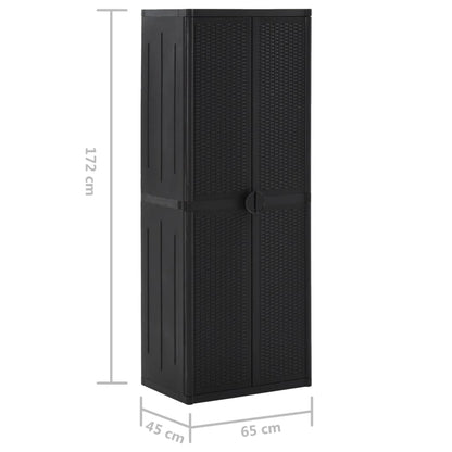 Armadio da Giardino Nero 65x45x172 cm in Rattan PP | homemem39