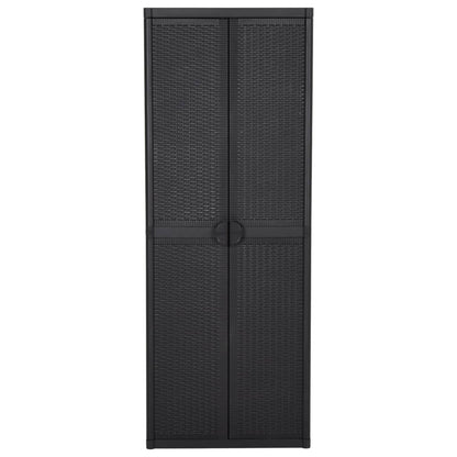 Armadio da Giardino Nero 65x45x172 cm in Rattan PP | homemem39