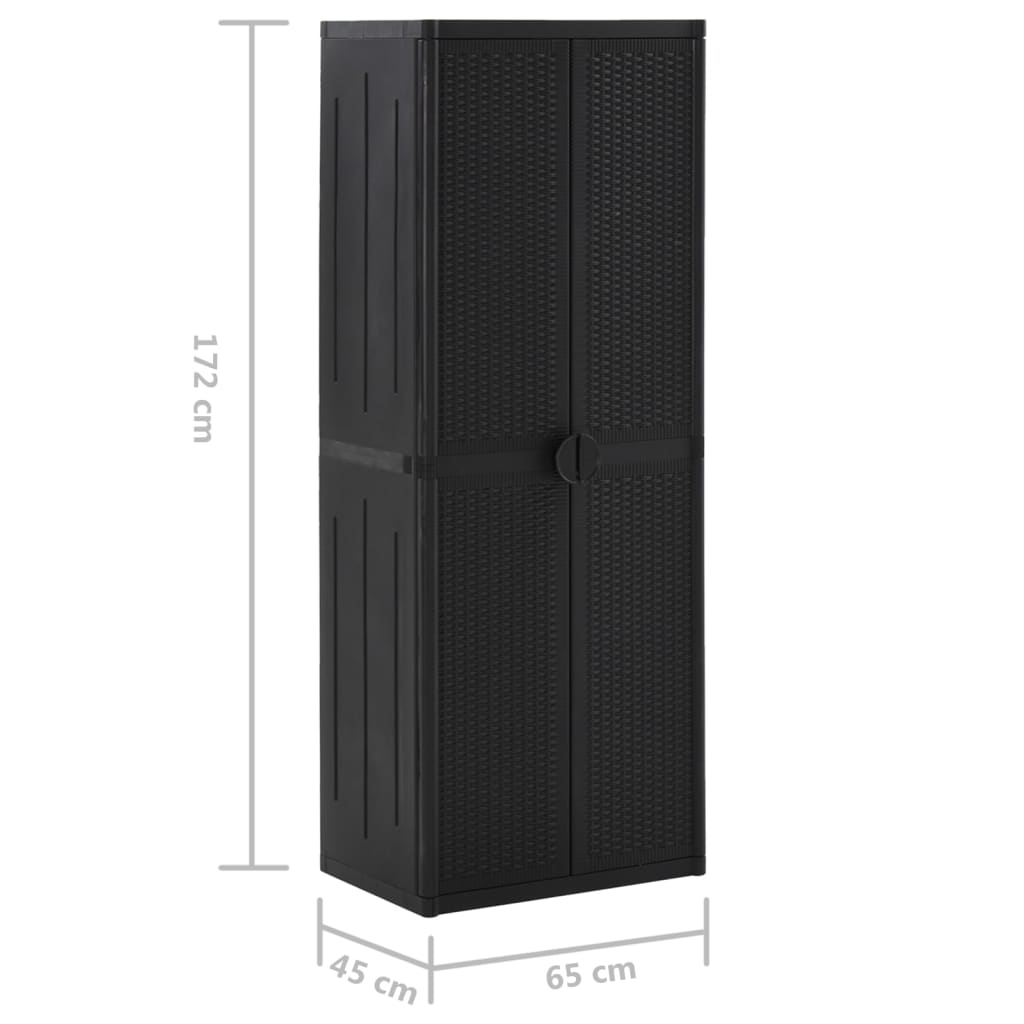 Armadio da Giardino Nero 65x45x172 cm in Rattan PP | homemem39