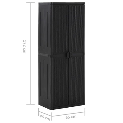 Armadio da Giardino Nero 65x45x172 cm in Rattan PP | homemem39