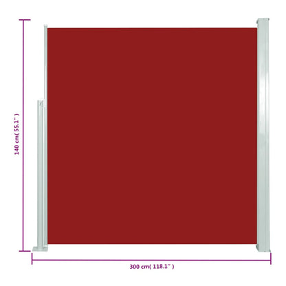 Tenda Laterale Retrattile per Patio 140x300 cm Rossa - homemem39