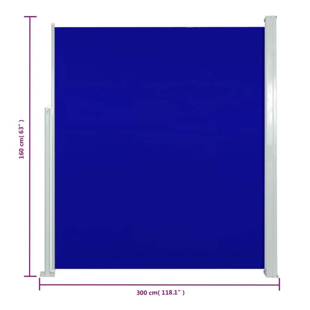 Tenda Laterale Retrattile per Patio 160x300 cm Blu - homemem39
