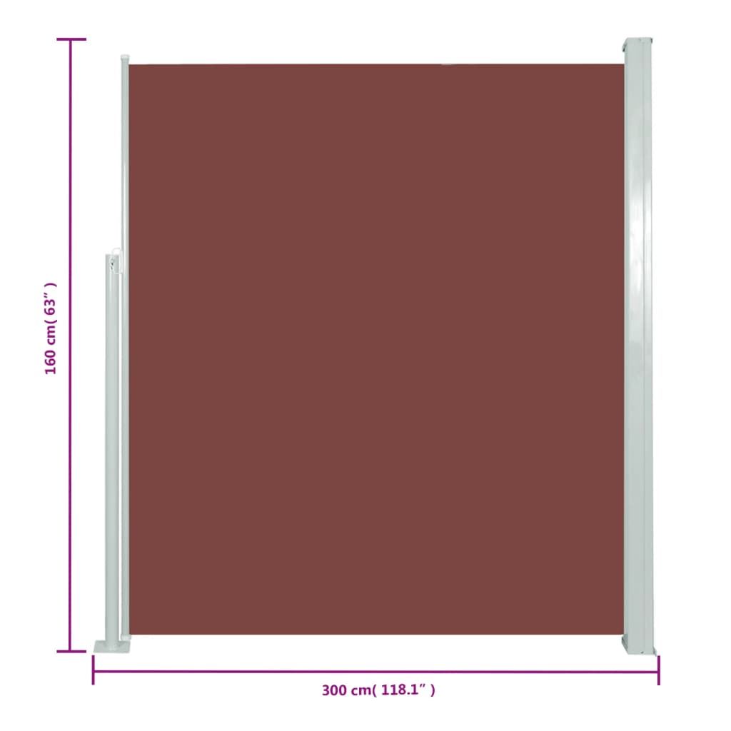 Tenda Laterale Retrattile per Patio 160x300 cm Marrone - homemem39