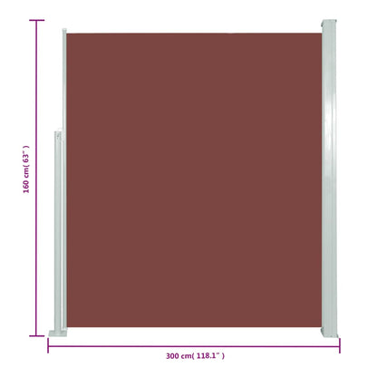 Tenda Laterale Retrattile per Patio 160x300 cm Marrone - homemem39