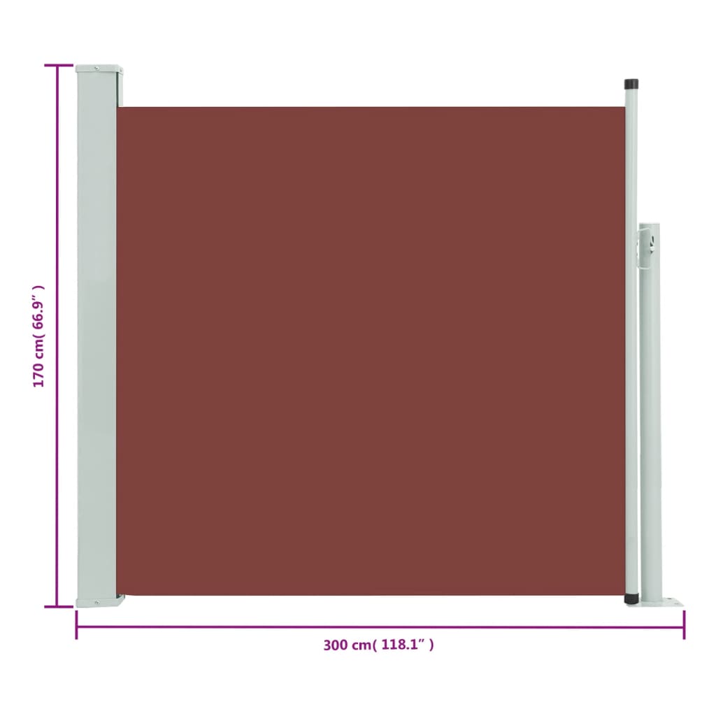 Tenda Laterale Retrattile per Patio 170x300 cm Marrone - homemem39