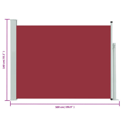 Tenda Laterale Retrattile per Patio 140x500 cm Rossa - homemem39