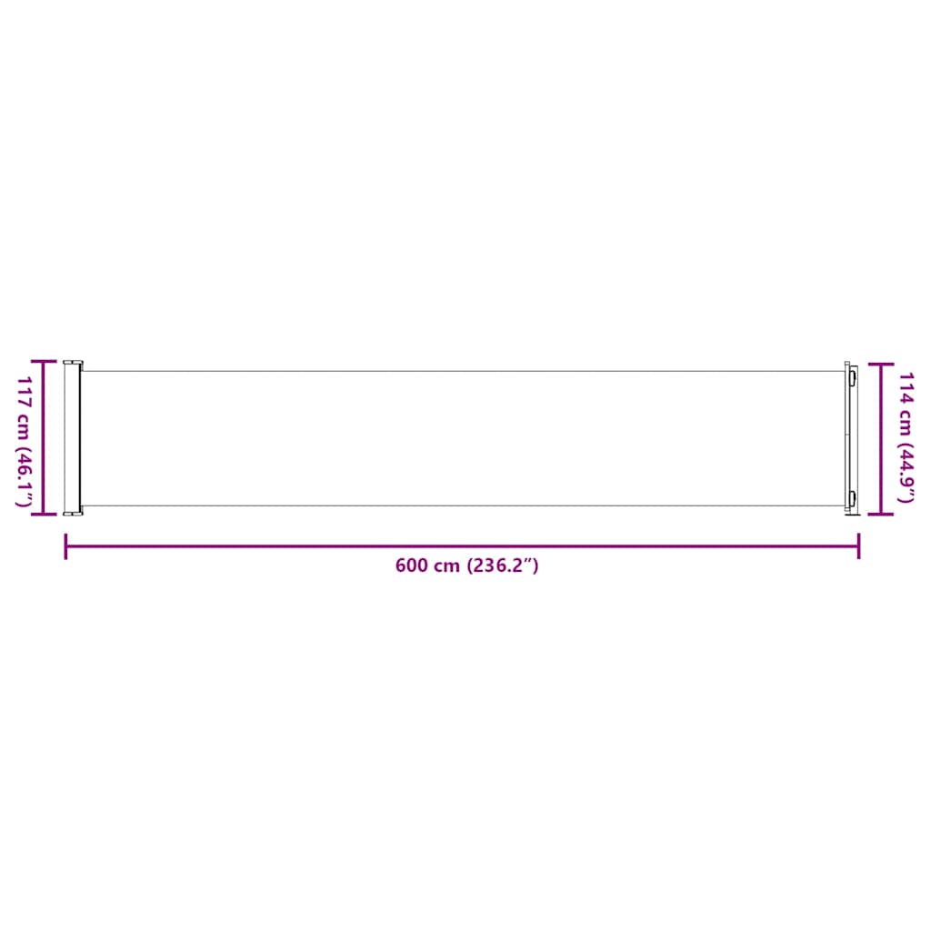 Tenda Laterale Retrattile per Patio 117x600 cm Nera | homemem39