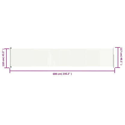 Tenda Laterale Retrattile per Patio 117x600 cm Crema - homemem39