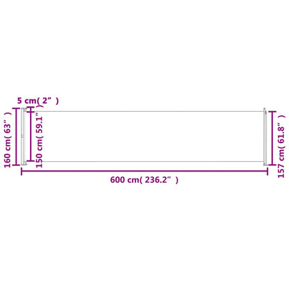 Tenda da Sole Laterale Retrattile per Patio 160x600 cm Crema - homemem39