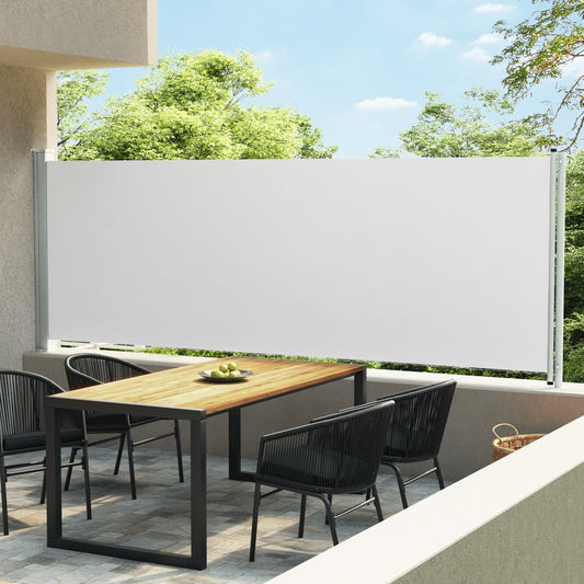 Tenda da Sole Laterale Retrattile per Patio 160x600 cm Crema - homemem39