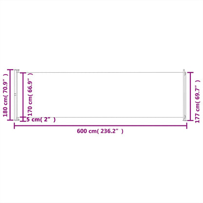 Tenda da Sole Laterale Retrattile per Patio 180x600 cm Nera - homemem39