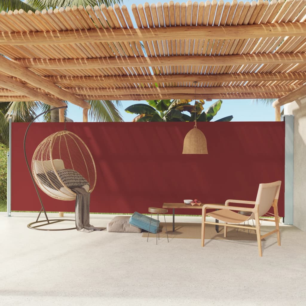 Tenda da Sole Laterale Retrattile per Patio 180x600 cm Rossa - homemem39