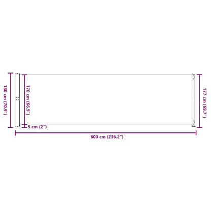 Tenda da Sole Laterale Retrattile per Patio 180x600 cm Marrone | homemem39