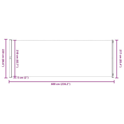 Retractable Side Awning for Patio 220x600 cm Black