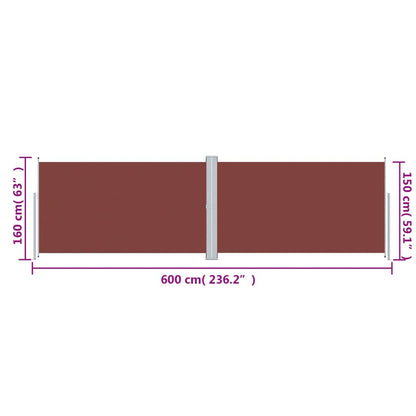 Tenda da Sole Laterale Retrattile Marrone 160x600 cm - homemem39