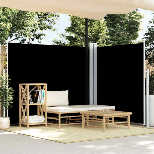 Tenda da Sole Laterale Retrattile Nera 180x600 cm - homemem39