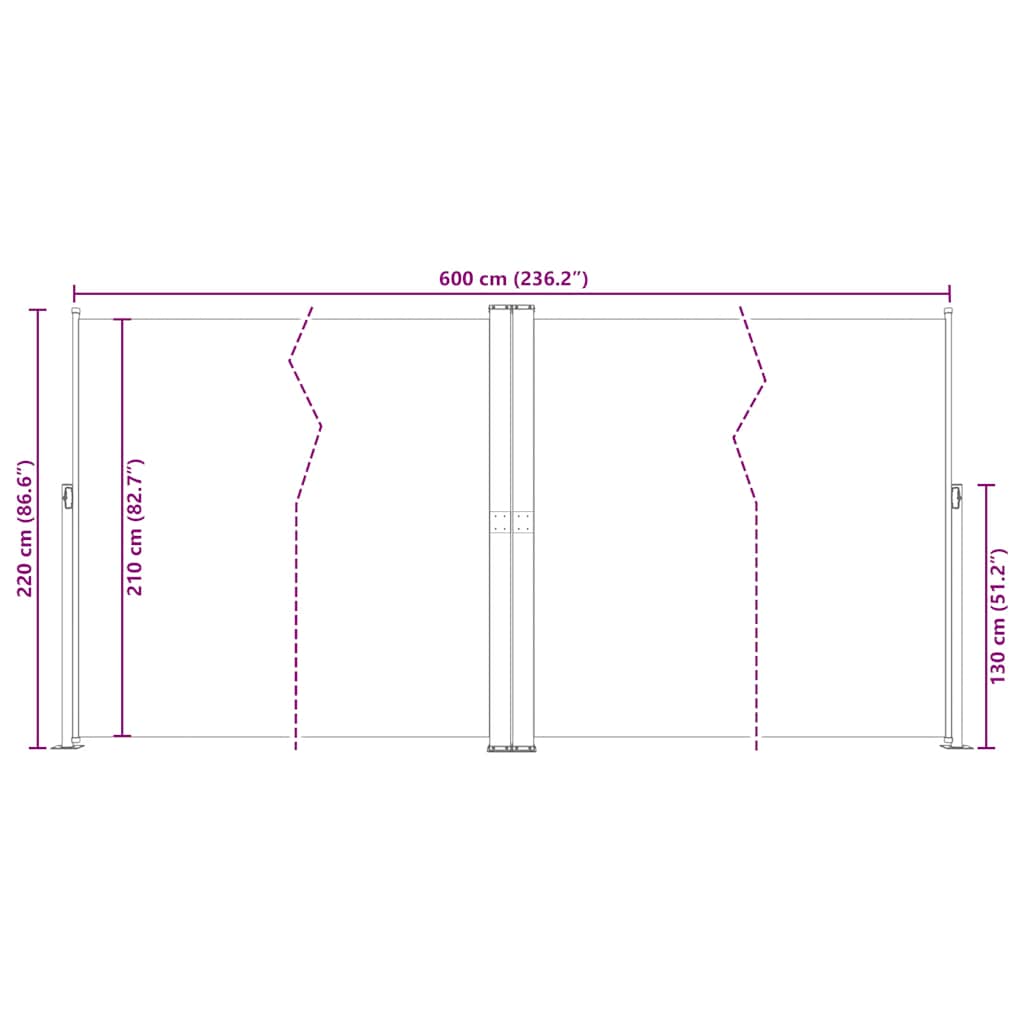 Tenda da Sole Laterale Retrattile Rossa 200x600 cm | homemem39