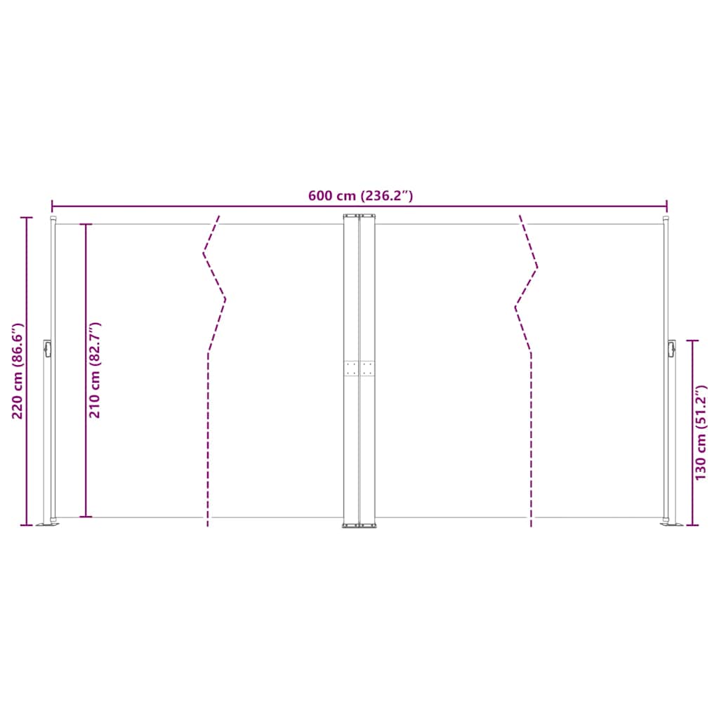 Tenda da Sole Laterale Retrattile Marrone 220x600 cm | homemem39