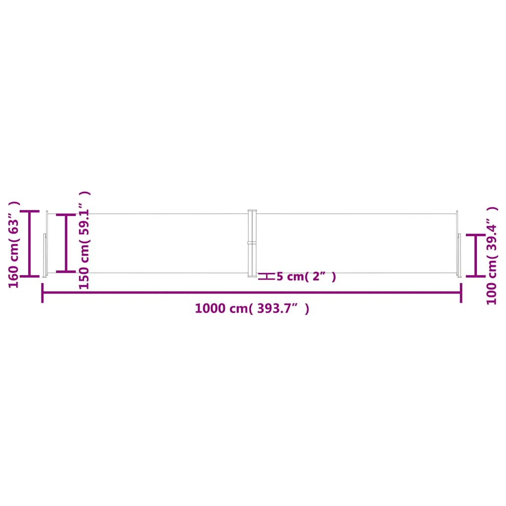 Tenda da Sole Laterale Retrattile Nera 160x1000 cm | homemem39