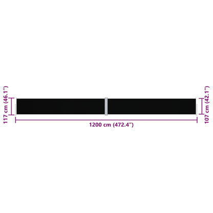 Tenda Laterale Retrattile Nera 117x1200 cm - homemem39