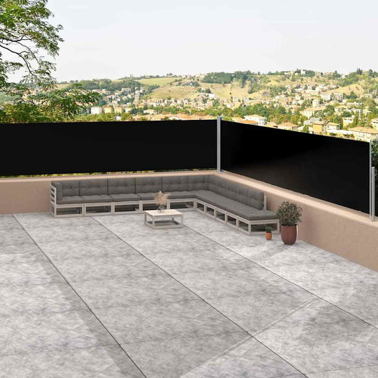 Tenda Laterale Retrattile Nera 117x1200 cm - homemem39