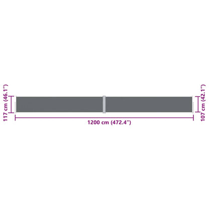 Tenda Laterale Retrattile Antracite 117x1200 cm - homemem39