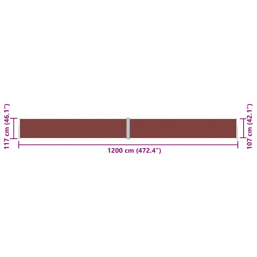 Tenda Laterale Retrattile Marrone 117x1200 cm - homemem39