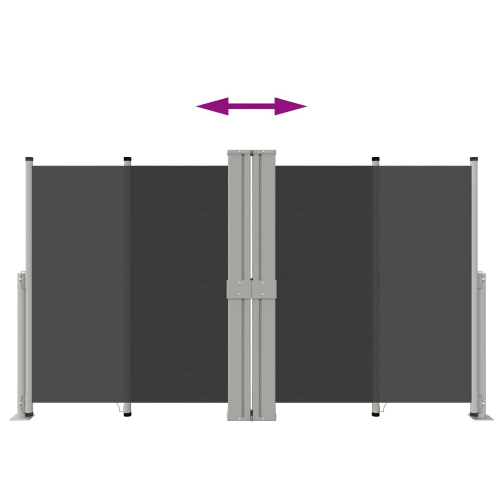 Tenda da Sole Laterale Retrattile Nera 140x1200 cm - homemem39
