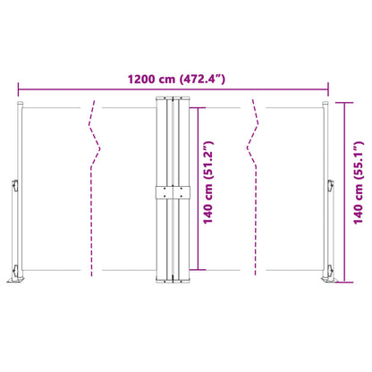 Tenda Laterale Retrattile Marrone 140x1200 cm - homemem39