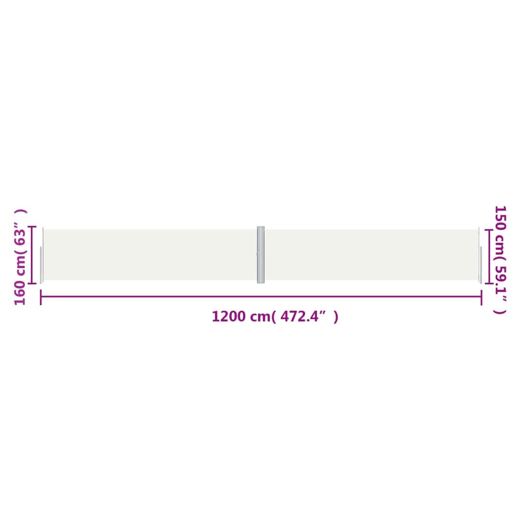Tenda da Sole Laterale Retrattile Crema 160x1200 cm - homemem39