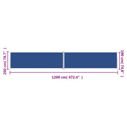 Tenda da Sole Laterale Retrattile Blu 200x1200 cm - homemem39