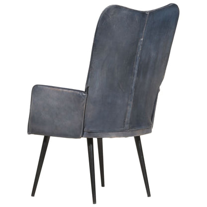 Poltrona Wingback Grigia in Vera Pelle | homemem39
