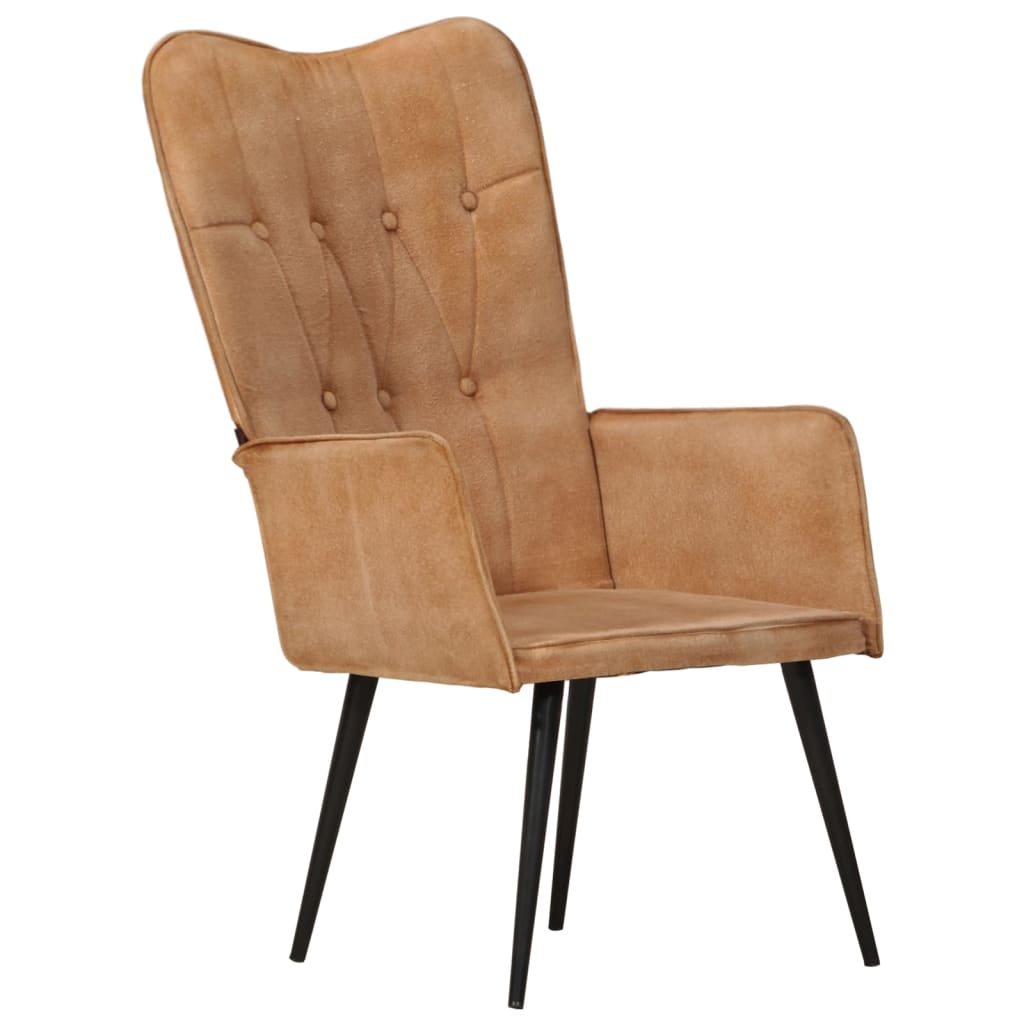 Sedia a Schienale Alto Marrone in Tela - homemem39