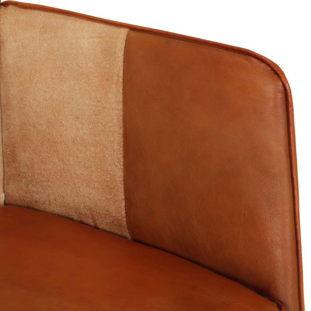 Poltrona Wingback Marrone e Bianca in Vera Pelle - homemem39