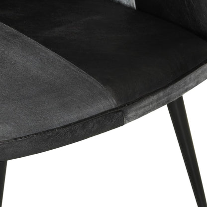 Poltrona Wingback Nera e Grigia in Vera Pelle - homemem39
