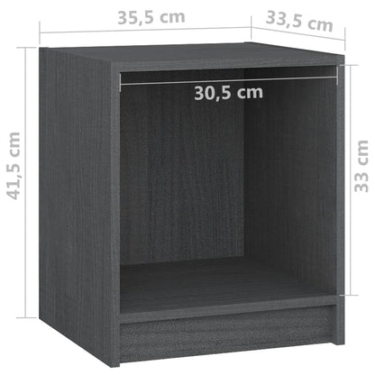Comodini 2 pz Grigi 35,5x33,5x41,5 cm in Legno Massello di Pino - homemem39