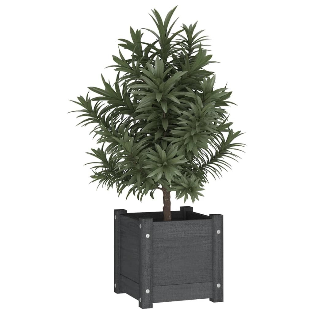 Fioriera da Giardino Grigia 31x31x31 cm Legno Massello di Pino - homemem39