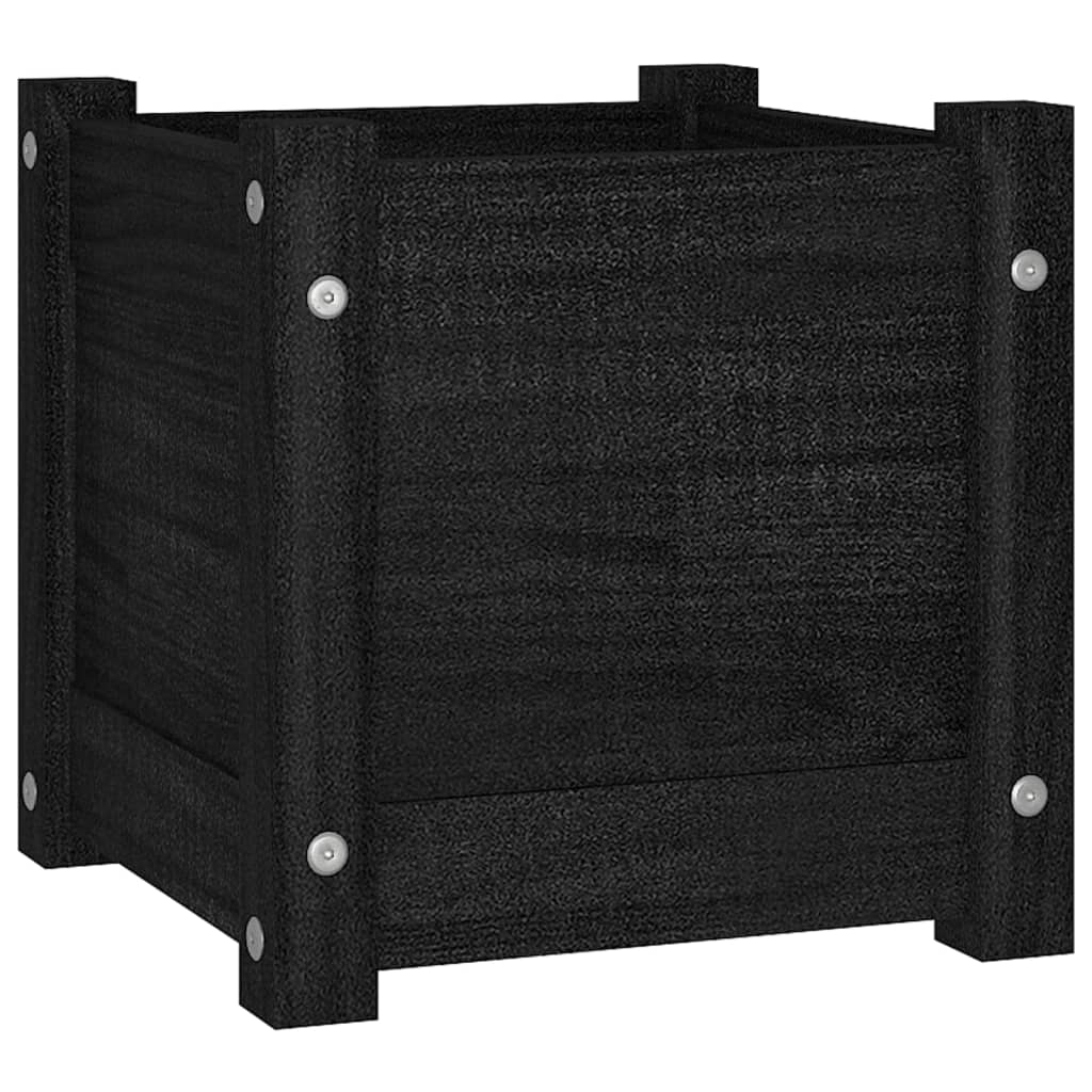 Fioriera da Giardino Nera 31x31x31 cm Legno Massello di Pino - homemem39